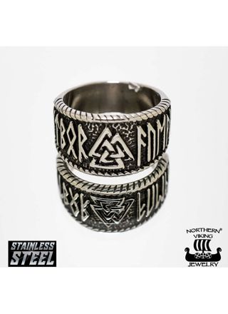 Northern Viking Jewelry Steel Valknut ring NVJSO022