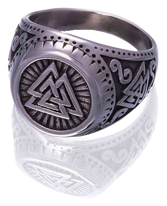 Northern Viking Jewelry Shield Valknut ring NVJSO024
