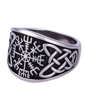 Northern Viking Jewelry Concave Vegvisir Ring NVJSO026