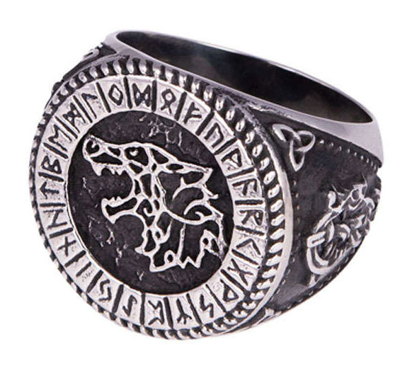 Northern Viking Jewelry Fenrir Rune Ring NVJSO028_22.5mm