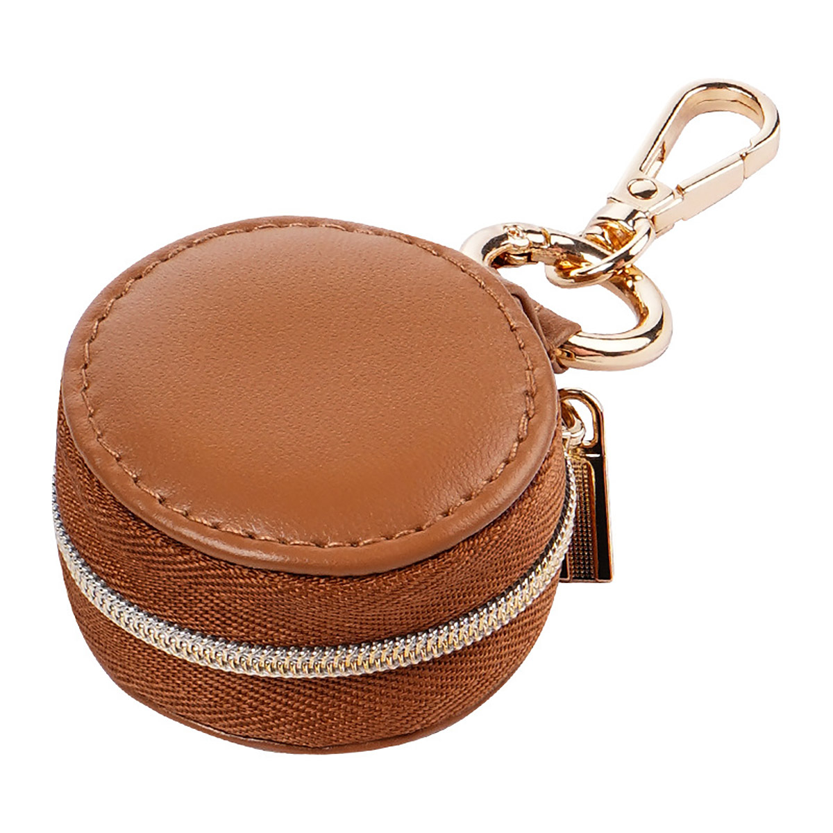 Lykka round brown travel jewellery box