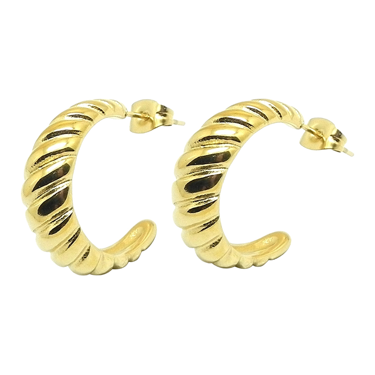 Lykken Trend gold-plated stainless steel earrings semicircle 16.5 mm
