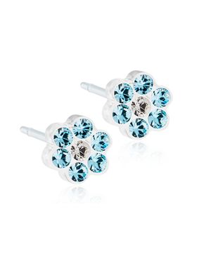 Blomdahl EJ MP Daisy 5 mm Aquamarine/Crystal flower earrings 15-0114-55