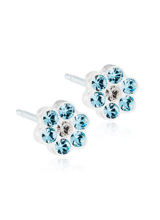 Blomdahl EJ MP Daisy 5 mm Aquamarine/Crystal flower earrings 15-0114-55