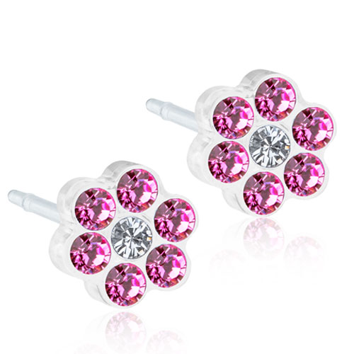 Blomdahl Daisy Rose/Crystal earrings 5 mm
