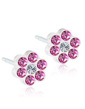 Blomdahl Daisy Rose/Crystal earrings 5 mm