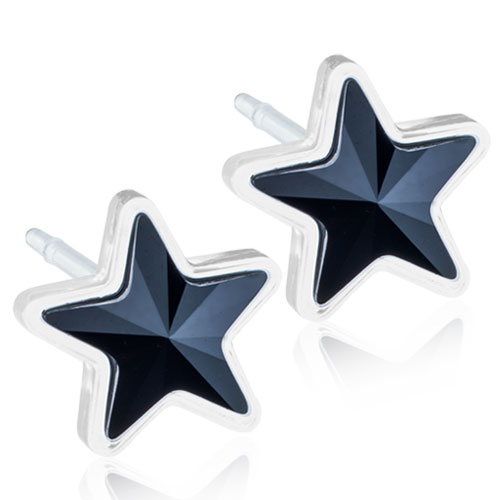 Blomdahl Star Jet earrings 6mm