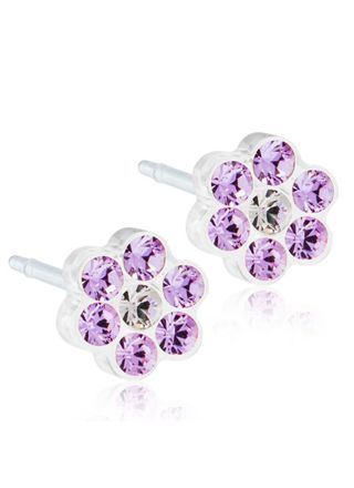 Blomdahl Daisy Violet/Crystal earrings 5 mm