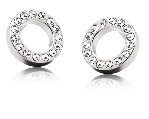 Blomdahl Brilliance Puck Hollow Crystal earrings 10 mm