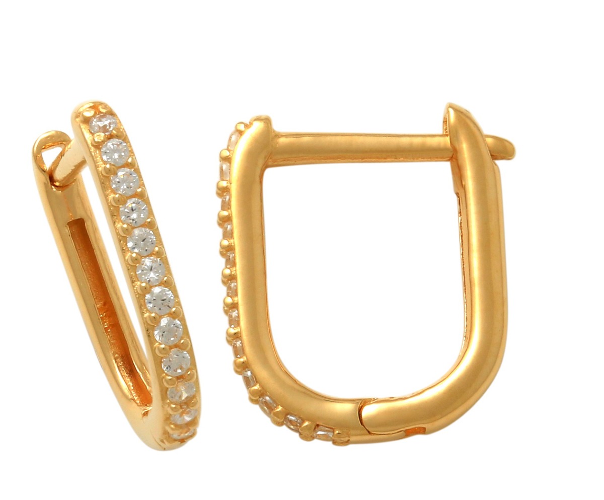 Lykka Casuals english lock pave oblong gold hoops