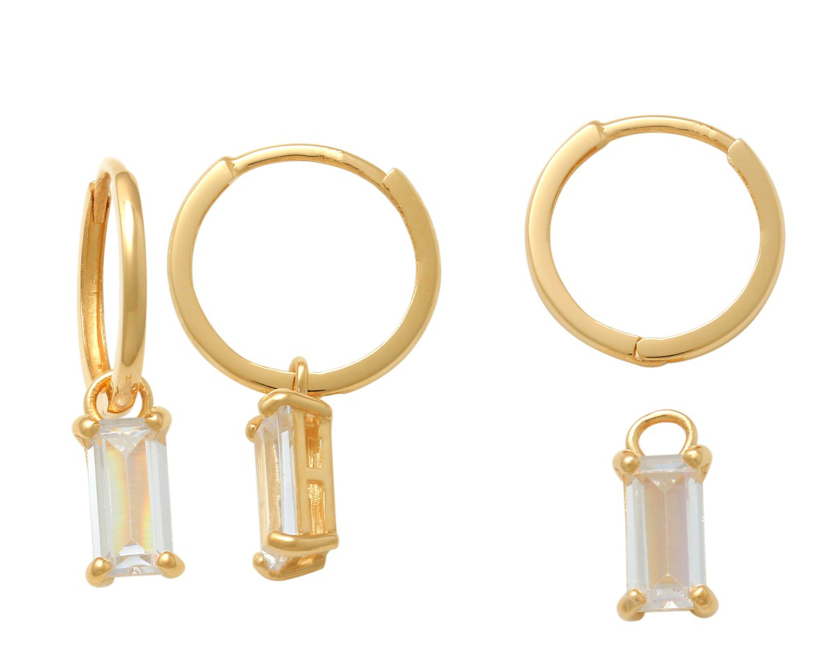 Lykka Casuals two-in-one baguette gold hoops