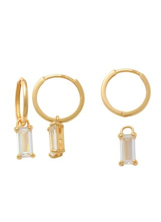Lykka Casuals two-in-one baguette gold hoops