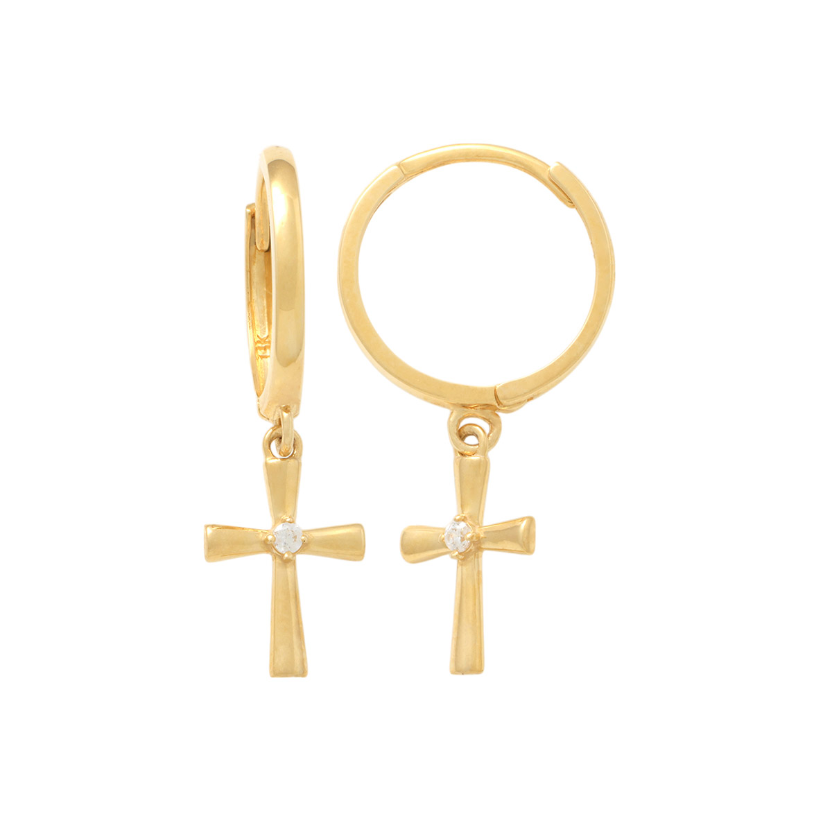 Lykka Crosses gold dangling cross earrings with zirconia