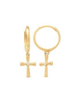 Lykken Crosses gold dangling cross earrings with zirconia