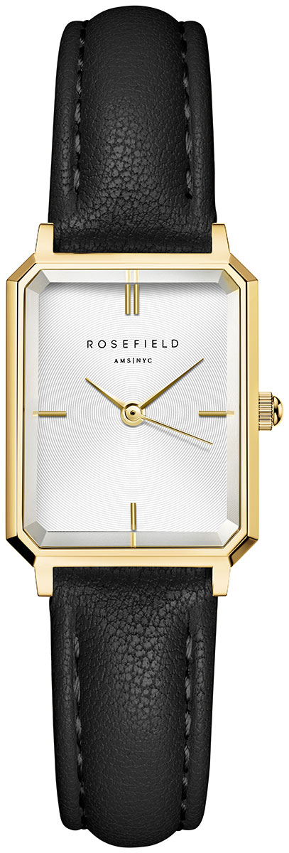 Rosefield Octagon XS White Black Leather Gold OWBLG-O84