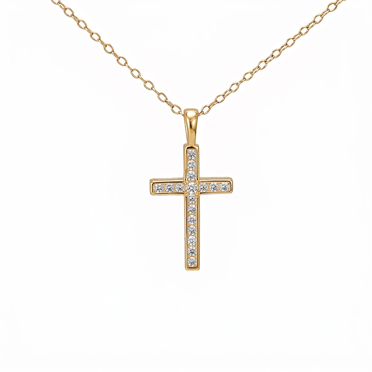 Lykken Crosses gold plated cross necklace 45 cm