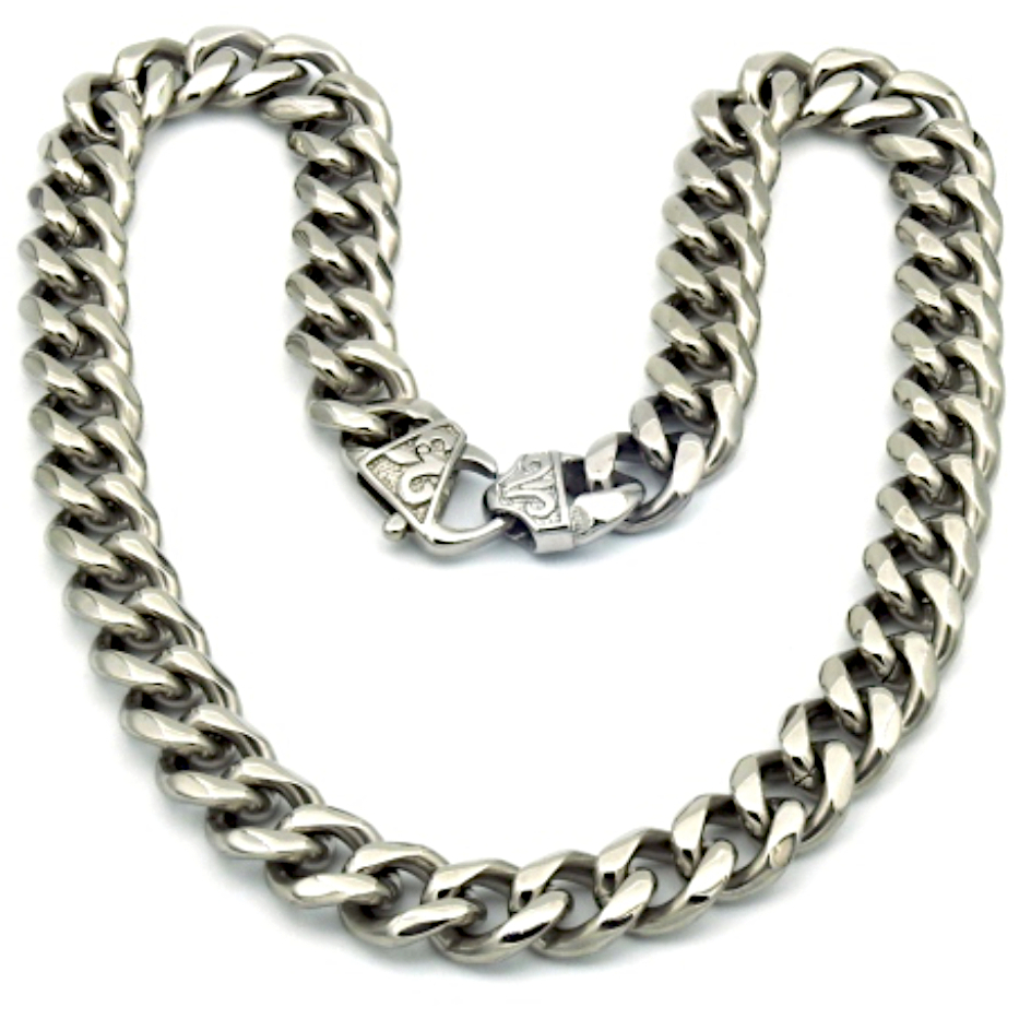 Rocks Steel 13 mm curb chain necklace decorative lock 56 cm P.S.13-56 