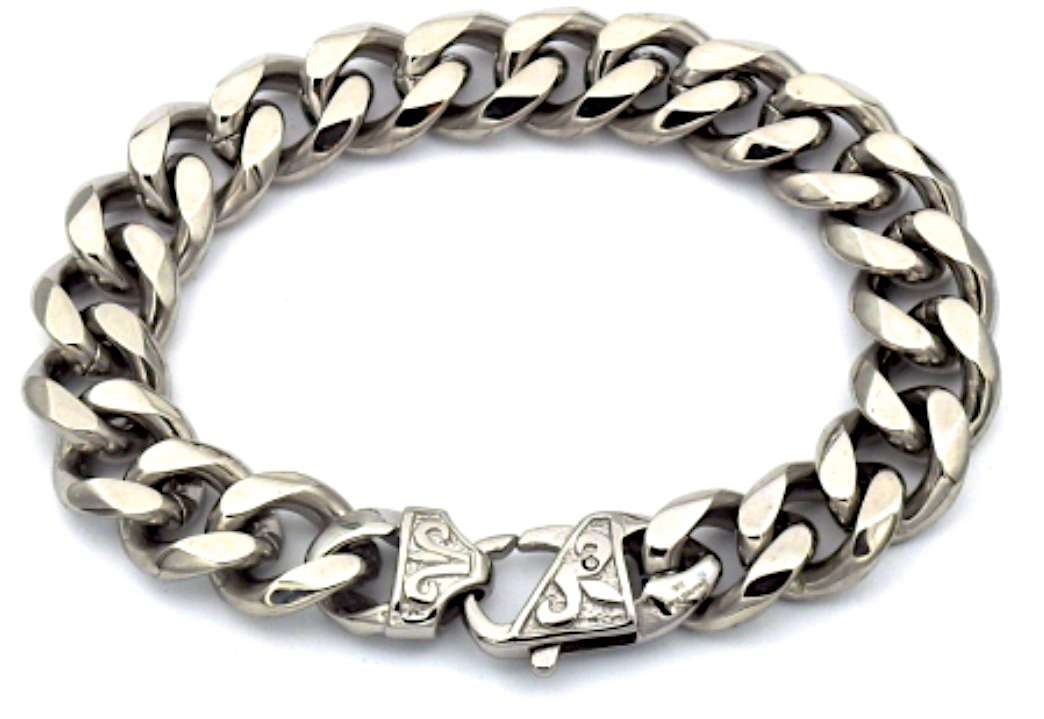 Rocks Steel 15 mm curb chain bracelet decorative lock 23 cm P.S.15-23