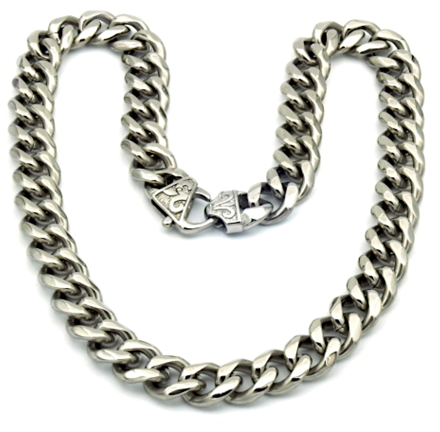 Rocks Steel 15 mm curb chain necklace decorative lock 50 cm P.S.15-50
