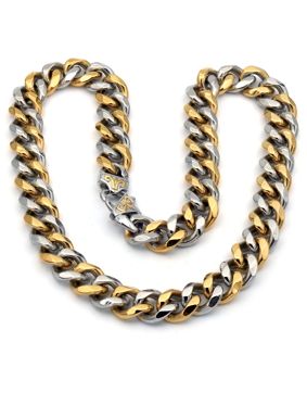 Rocks Steel 13 mm two-tone curb chain necklace 22,5cm 50 cm P.S.2V.13-50
