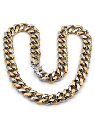 Rocks Steel 13 mm two-tone curb chain necklace 22,5cm 50 cm P.S.2V.13-50