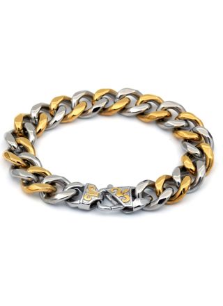 Rocks Steel 15 mm two-tone curb chain bracelet 22,5cm P.S.2V.15-22,5
