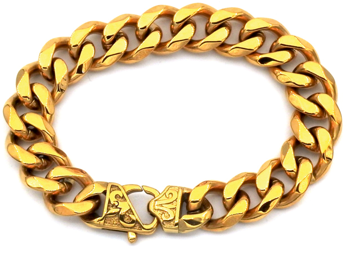 Rocks Steel 15 mm curb chain bracelet decorative lock 24 cm P.S.D.15-24