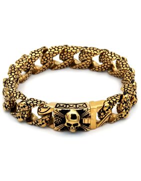 Rocks Steel 16 mm patterned curb chain bracelet 22 cm P.S.D.lizzard.16-22