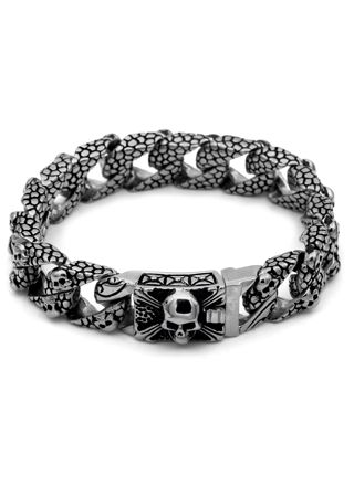Rocks Steel 16 mm patterned curb chain bracelet 22 cm P.S.LP.16-22