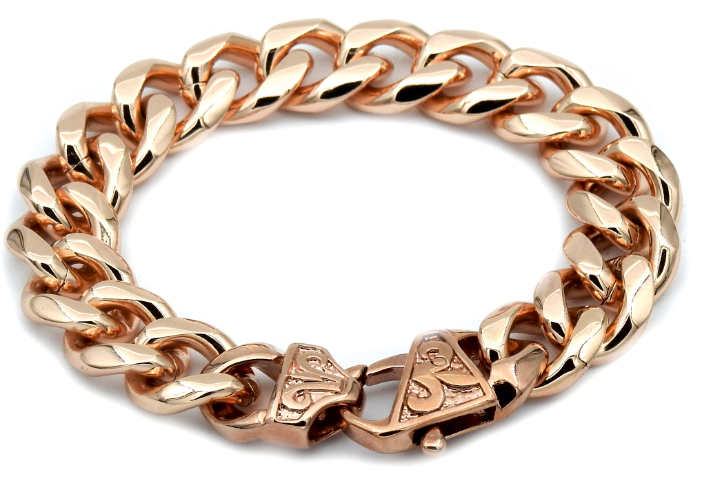 Rocks Steel rose gold colored 15 mm curb chain bracelet 22,5 cm P.S.R.15-22