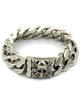 Rocks Steel 23 mm curb chain bracelet skull lock 22 cm P.S.S.23-22