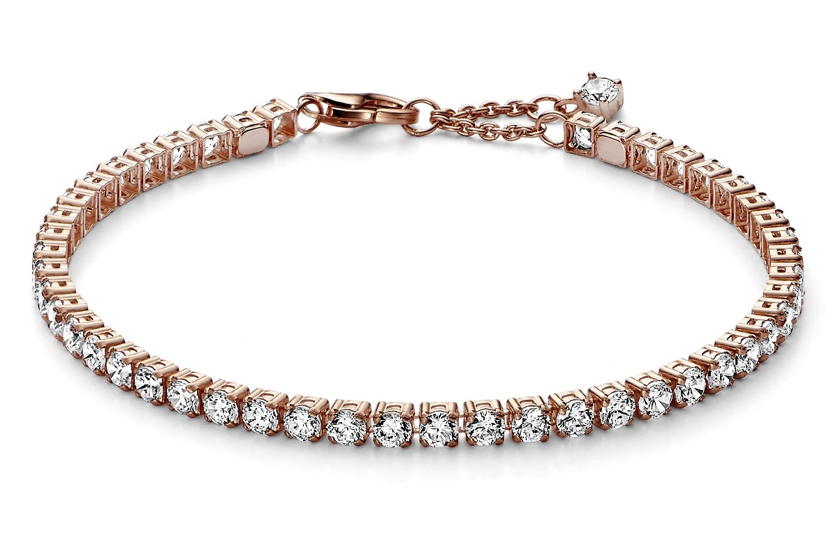 Pandora Sparkling Heart Tennis Bracelet, Rose Gold-Plated