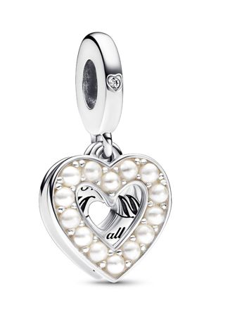 Pandora Moments Pearlescent White Heart Double charm 792649C01