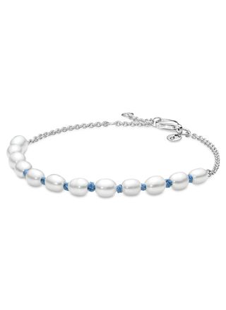 Pandora Moments Freshwater Cultured Pearl Blue Cord Chain Bracelet 591689C01