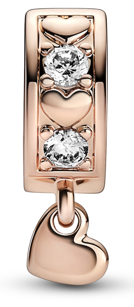 Pandora Moments Infinite Hearts Sparkling Dangling Clip 14k rose gold plated clipcharm 782253C01 watchesonline