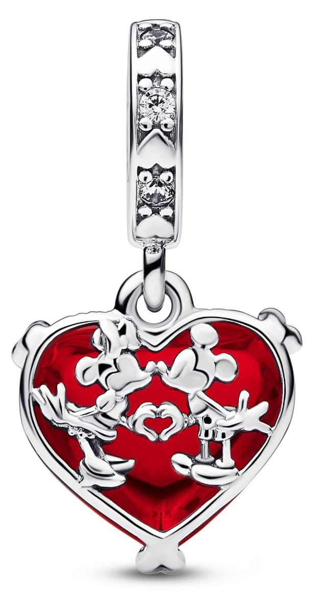 Pandora Disney x Pandora Mickey & Minnie Mouse Kiss Red Murano Glass charm 792522C01