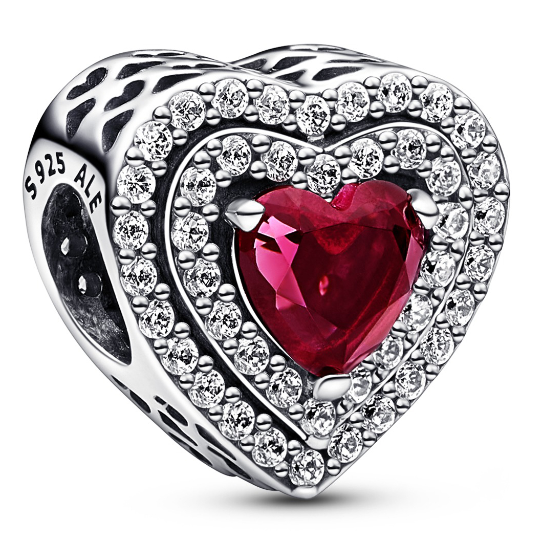 Pandora Timeless Sparkling Red Levelled Heart charm 799218C02