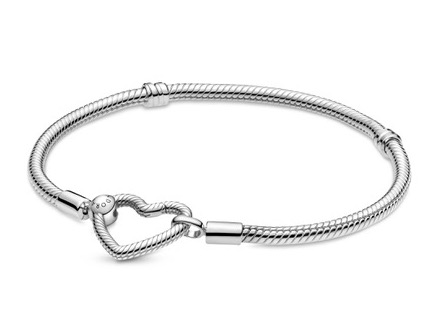 Pandora Moments Heart Closure Snake Chain Bracelet 599539C00