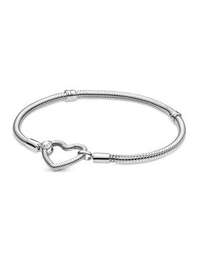 Pandora Moments Heart Closure Snake Chain Bracelet 599539C00