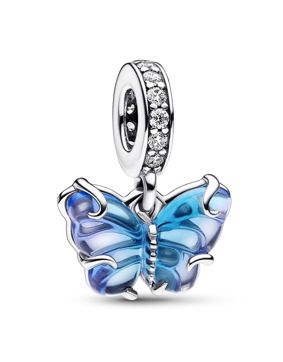 Pandora Moments Blue Murano Glass Butterfly Dangle charm 792698C01