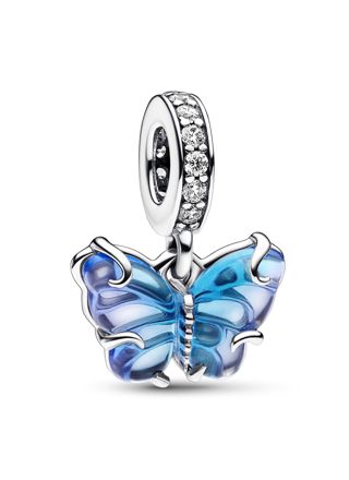 Pandora Moments Blue Murano Glass Butterfly Dangle charm 792698C01