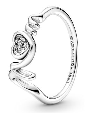 Pandora Non-stackable Mom Pave Heart Sterling silver ring 191149C01