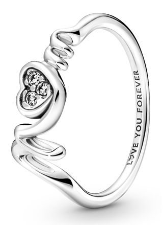 Pandora Non-stackable Mom Pave Heart Sterling silver ring 191149C01
