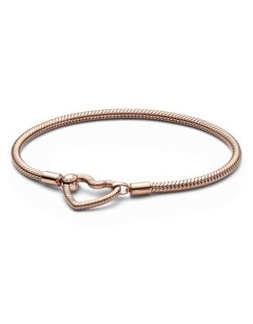 Pandora Moments Heart Closure Snake Chain Bracelet 14k rose gold-plated bracelet 582257C00