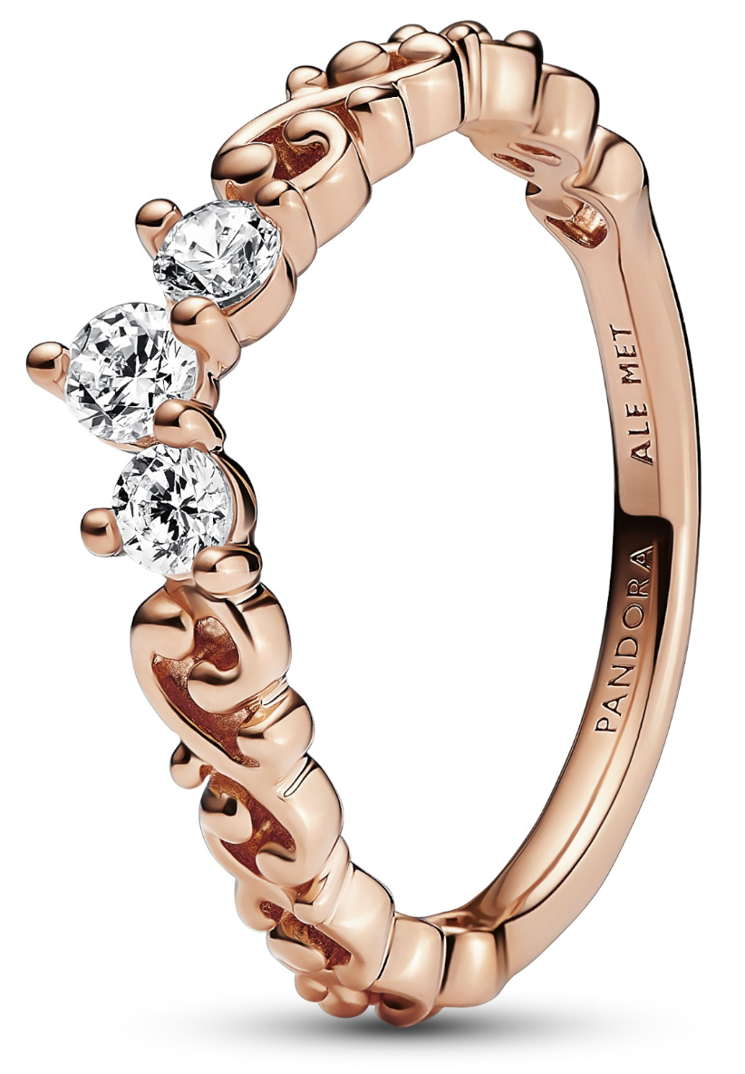 Pandora Ring Stackable Regal Swirl Tiara 14k rose gold plated ring 182232C01 watchesonline