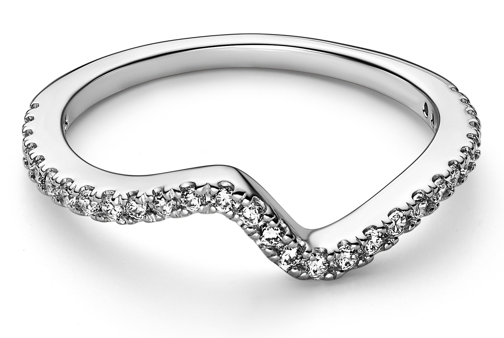 Pandora Timeless Ring Stackable Sparkling Wave Ring Sterling