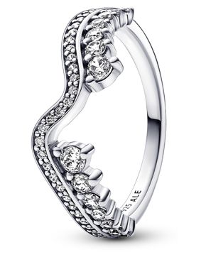 Pandora Timeless Ring Stackable Sparkling Asymmetric Wave ring 192543C01