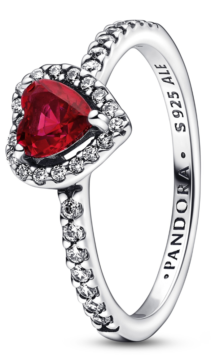 Pandora Timeless Ring Non-stackable Sparkling Red Elevated Heart ring  198421C02 - watchesonline.com