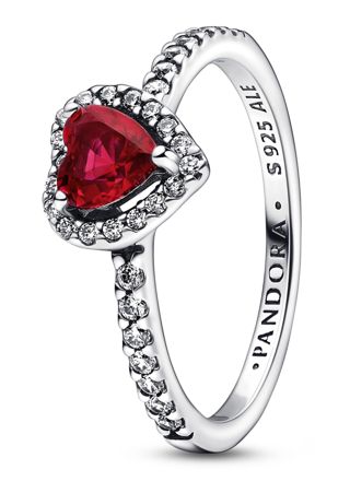 Pandora Timeless Ring Non-stackable Sparkling Red Elevated Heart ring 198421C02