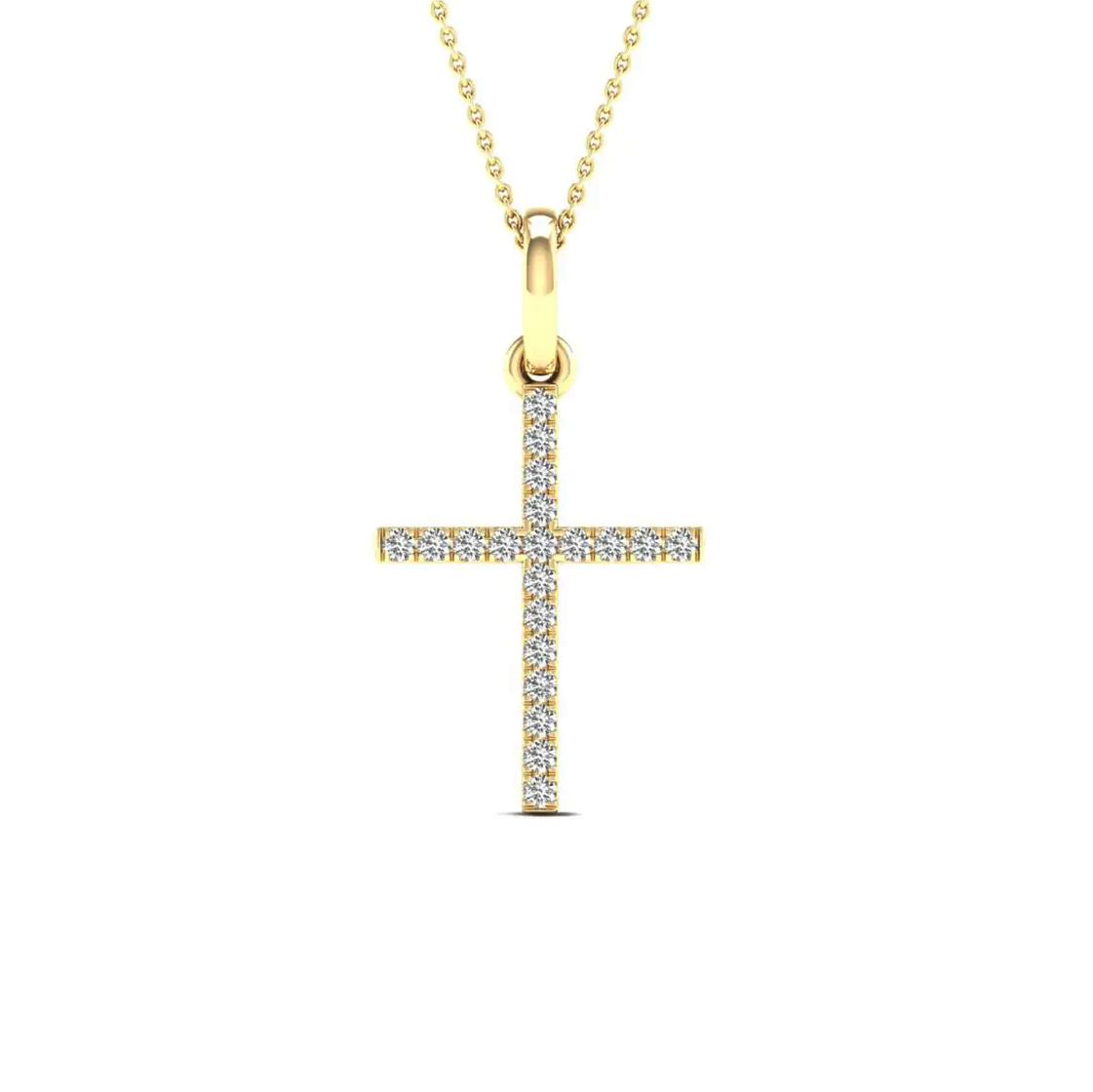 Lykken Elegance diamond cross gold 0,1 ct